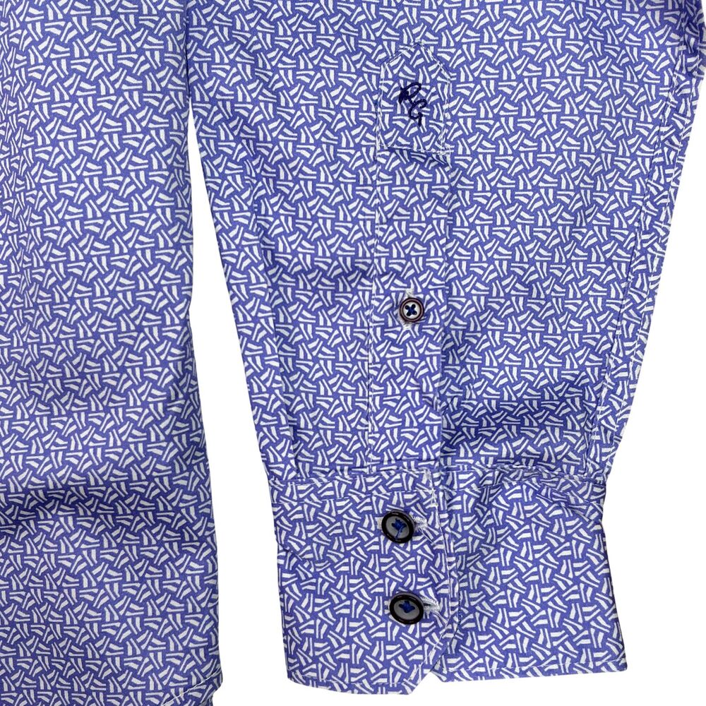 Robert Graham Dress Shirt XL Purple Geometric Print Button Up Long Sleeve Preppy - Picture 5 of 12